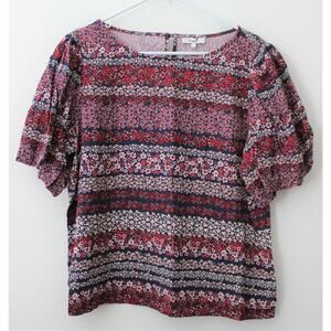 Poppi Blouse Color Red Blue White Size Large NWT